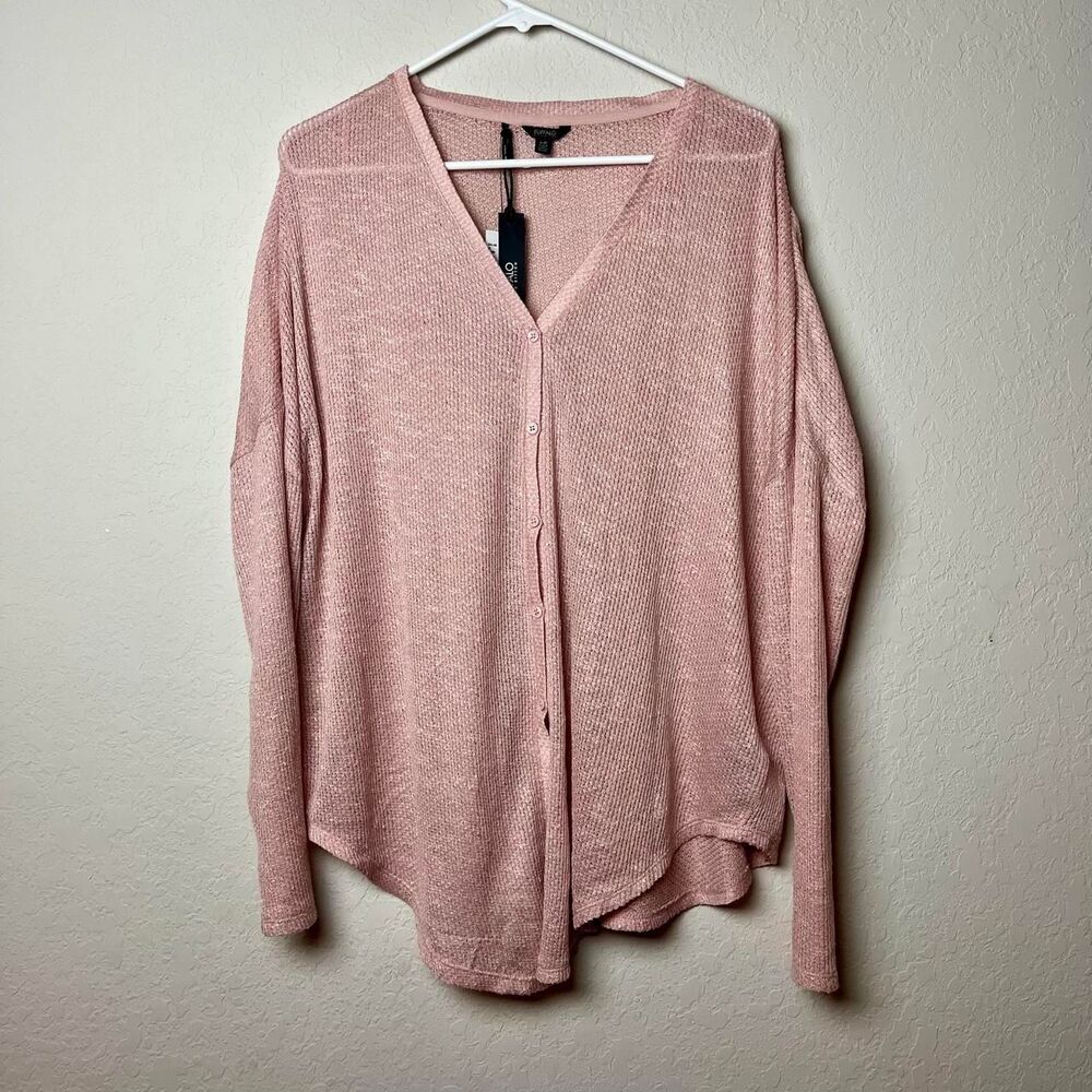 Buffalo David Bitton Pink V-Neck Oversized Cardigan Sweater